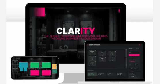 Ben Adkins – The Clarity Program Clarity software interface on multiple devices for online business management.