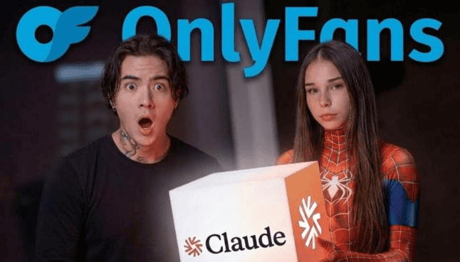Mathieu Juanico – AI Vault Young man and woman with surprised expressions holding a box labeled Claude.