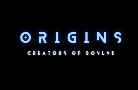 Spencer Pawliw – Origins Origins logo with glowing blue text on black background.